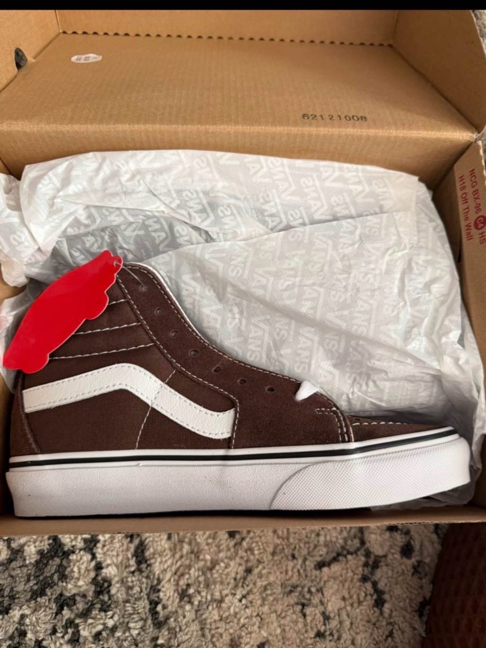 Vans Brown High-Top Sneakers with White Side Stripe